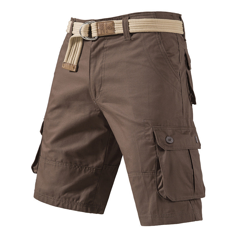 Men's Washed Cotton Multi Pocket Casual Cargo Knee Length Shorts