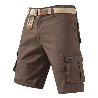 Men's Washed Cotton Multi Pocket Casual Cargo Knee Length Shorts