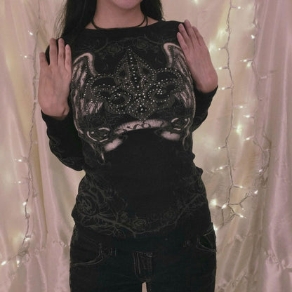 Casual Chic Printed Long-sleeve Top European And American Style