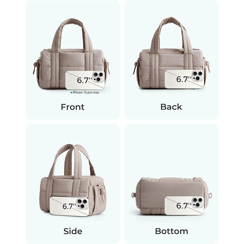 Puffed Quilted Mini Fitness Bag With Detachable Shoulder Strap