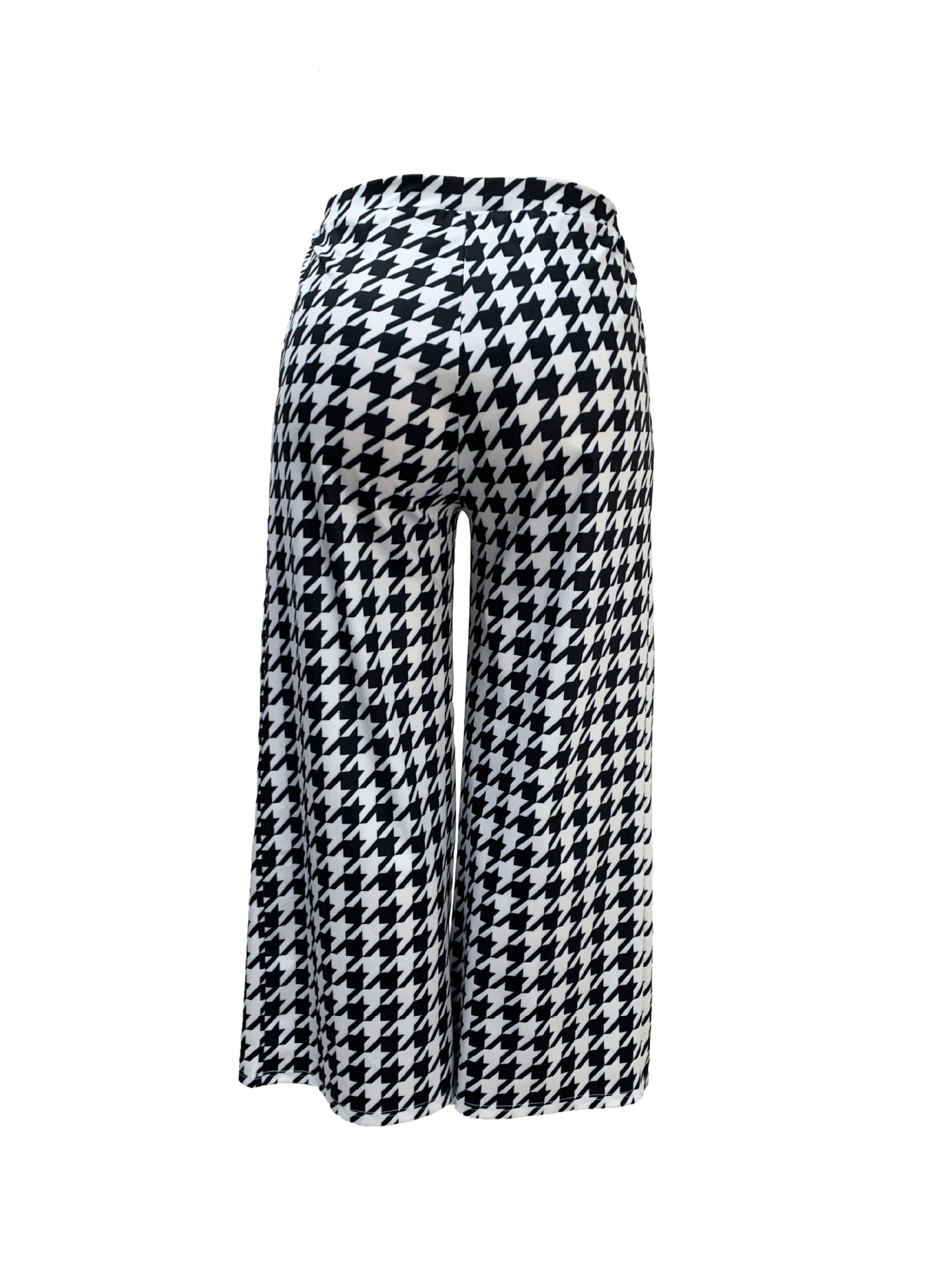 Casual Houndstooth Wide-leg Pants For Women