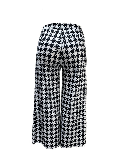 Casual Houndstooth Wide-leg Pants For Women