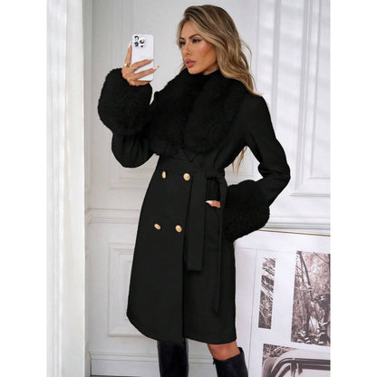 Elegant Double-breasted Trench Coat With A Tie Belt