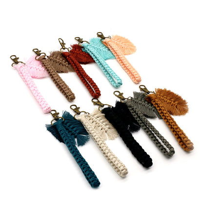 Handwoven Leaf Keychain Pendant