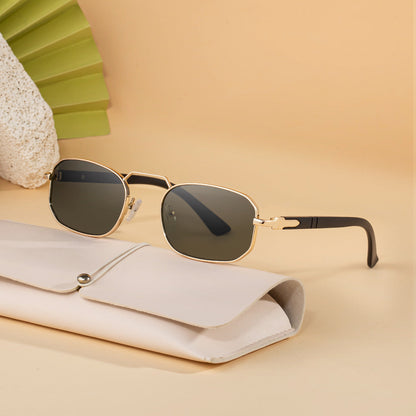 New European And American Fashion Square Frame Sunglasses For Men And Women, Metal Frames, Retro Trendy Narrow Frame Sun Protection Sunglasses, Cross-Border