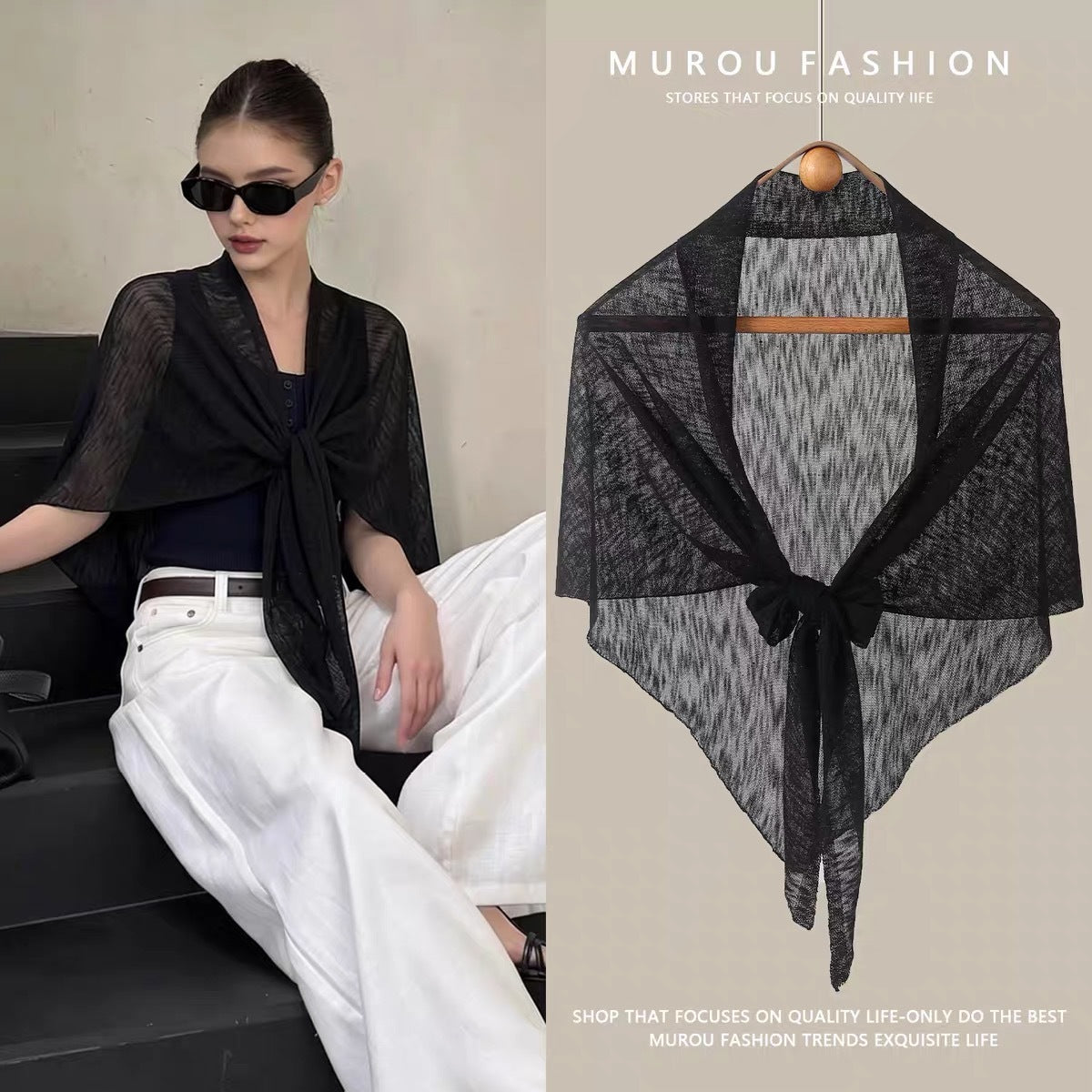 Summer Sun-Protective Knitted Scarf Cheongsam Shawl