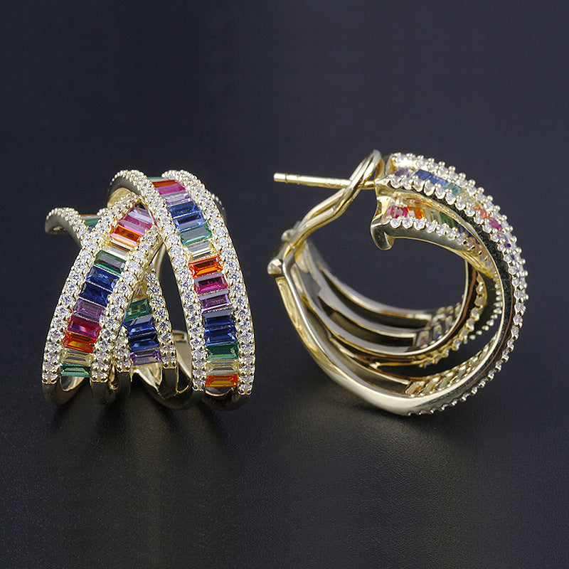 4064 S925 Silver Zircon Earrings