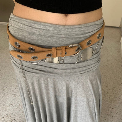 Retro Suede Perforated Metal Belt Versatile And Easy To Match