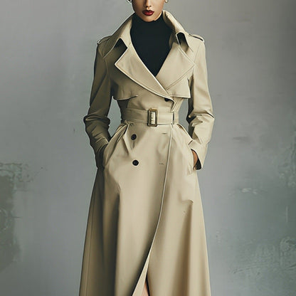 Elegant Versatile And Figure-flattering Long Coat Womens Trench-style Outerwear