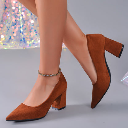 Womens Stylish Block-heeled Work Pumps