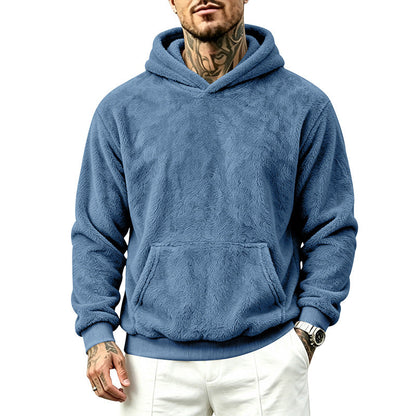 Mens Loose-Fitting Versatile Plush Hoodie
