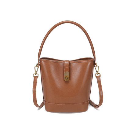 Retro Light-Luxury Vegetable-Tanned Leather ShoulderCrossbody Bag