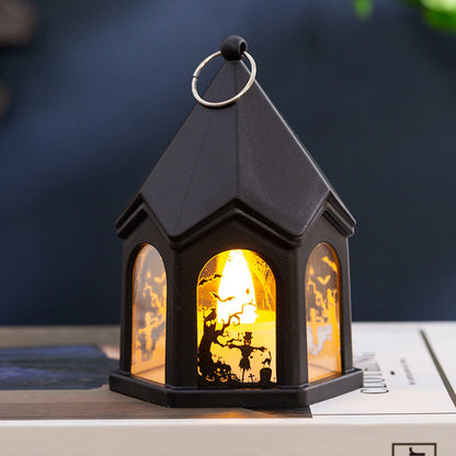 Halloween Pumpkin Lantern Children's Portable Halloween Castle Wind Lantern Ornaments Halloween Decoration Pendant Props