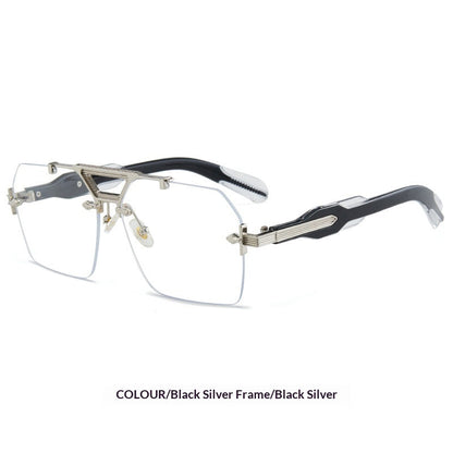 Retro Metal Double-bridge Rimless Sunglasses