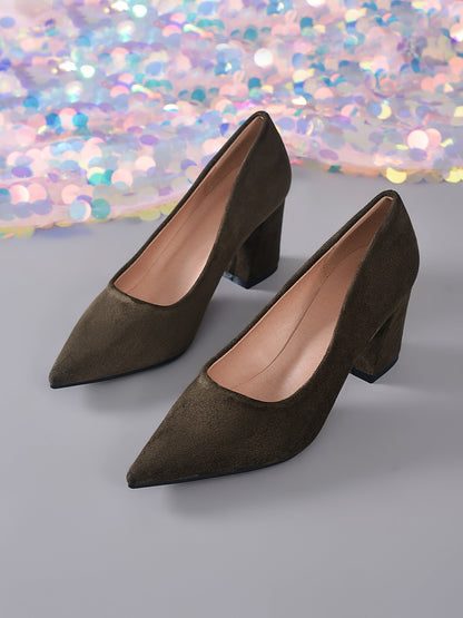 Womens Stylish Block-heeled Work Pumps