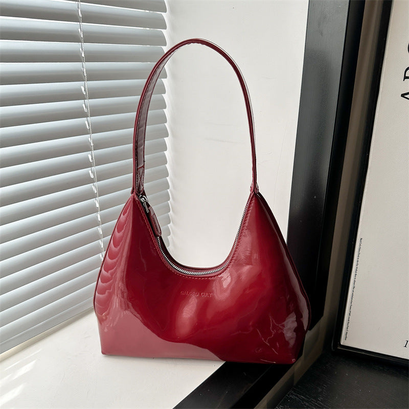 Patent-leather Fashionable Lightweight Single-shoulder Tote Underarm Bag For Women