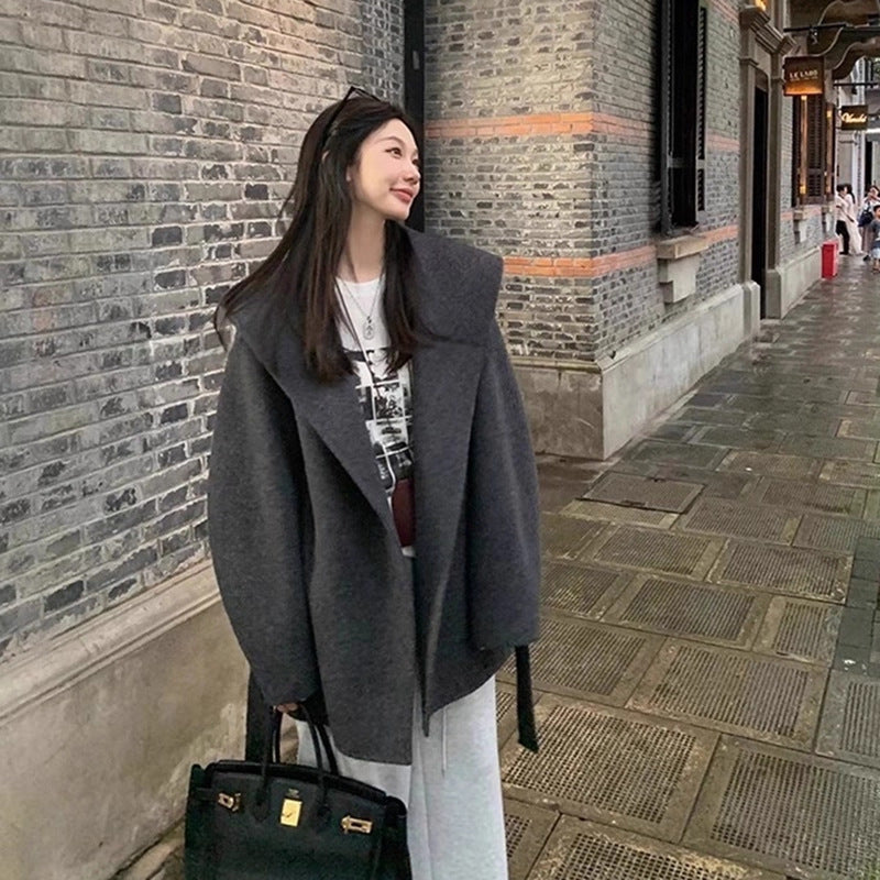 Womens Sophisticated Wool Double-faced Coat