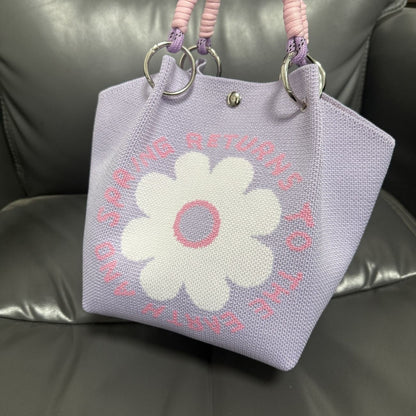 Knitted Tote Bag Commuter-friendly Handbag Simple Style