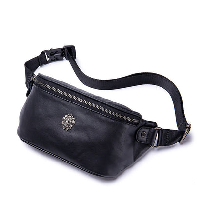 First-layer Cowhide Waist Bag Multi-functional Sports Genuine Leather Crossbody Chest Pack