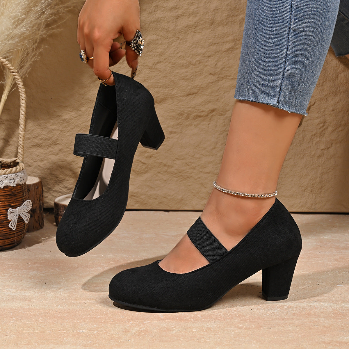 Arrival French-style Elegant Chunky-heel Large-size Pumps For Women