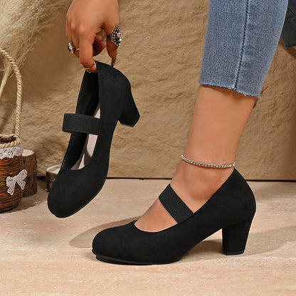 Arrival French-style Elegant Chunky-heel Large-size Pumps For Women