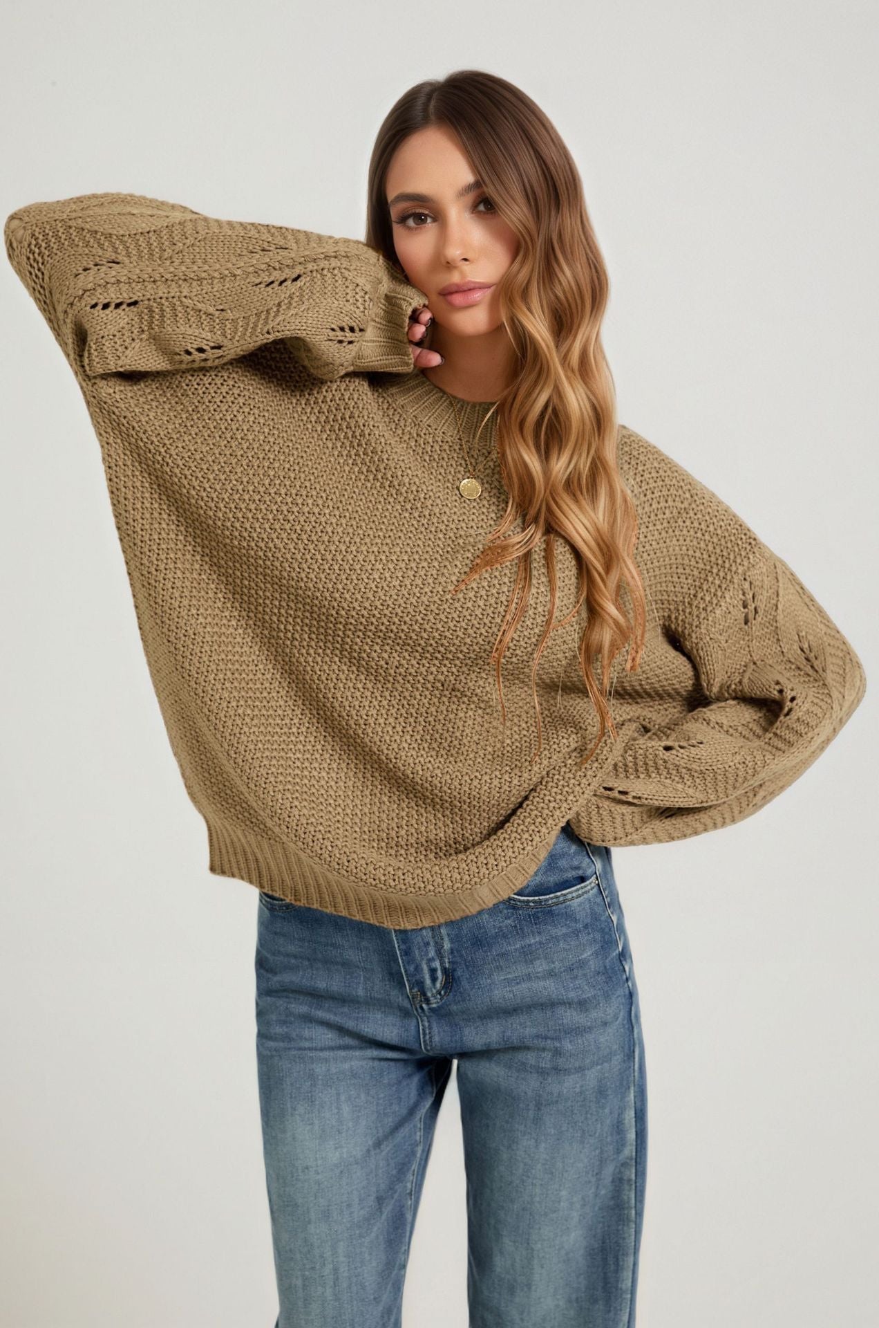 Arrival Womens Solid-color Pullover Sweater