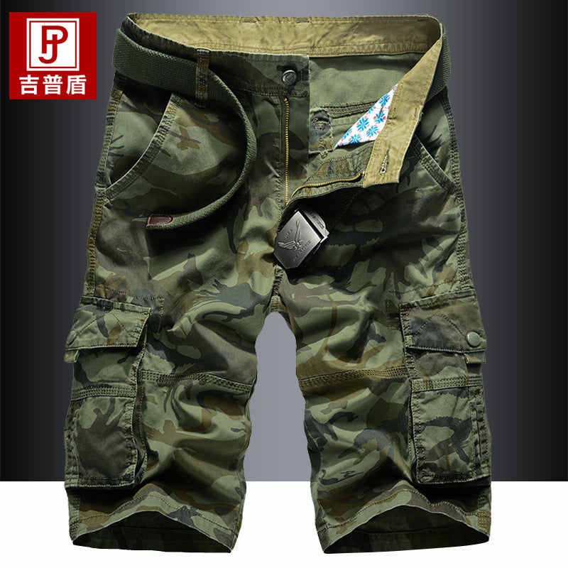 Men Summer Loose Fit Cotton Cargo Shorts Thin Fabric Multi Pocket Camo Bermuda & Capri Casual Pants