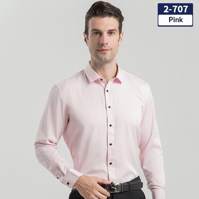 Elegant Business Formal Solid-color Long-sleeve Mens Shirt