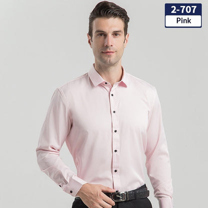 Elegant Business Formal Solid-color Long-sleeve Mens Shirt