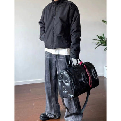 Mens Stylish American-Style Retro Stand-Collar Cotton Jacket