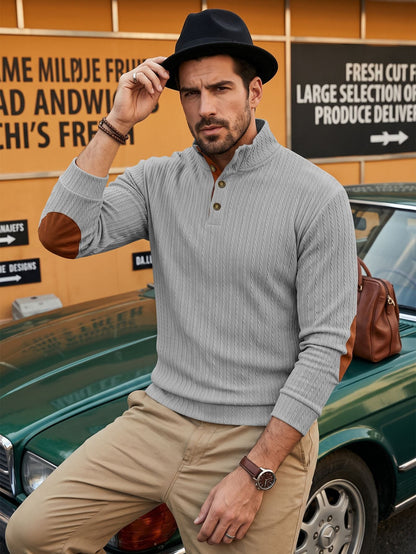 American-style Mens Top With A Stand-up Collar And Textured Jacquard Weave