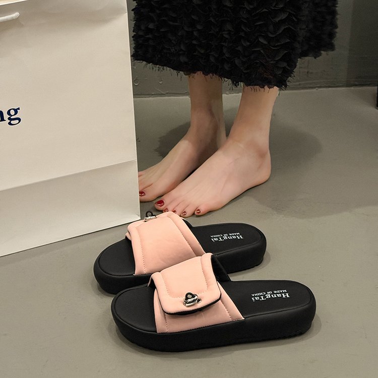 Women Thick Sole Outdoor Fashion Slippers Summer New Internet Famous French Style Slide Sandals Fairy Dress Match Outdoor Sandals For Women