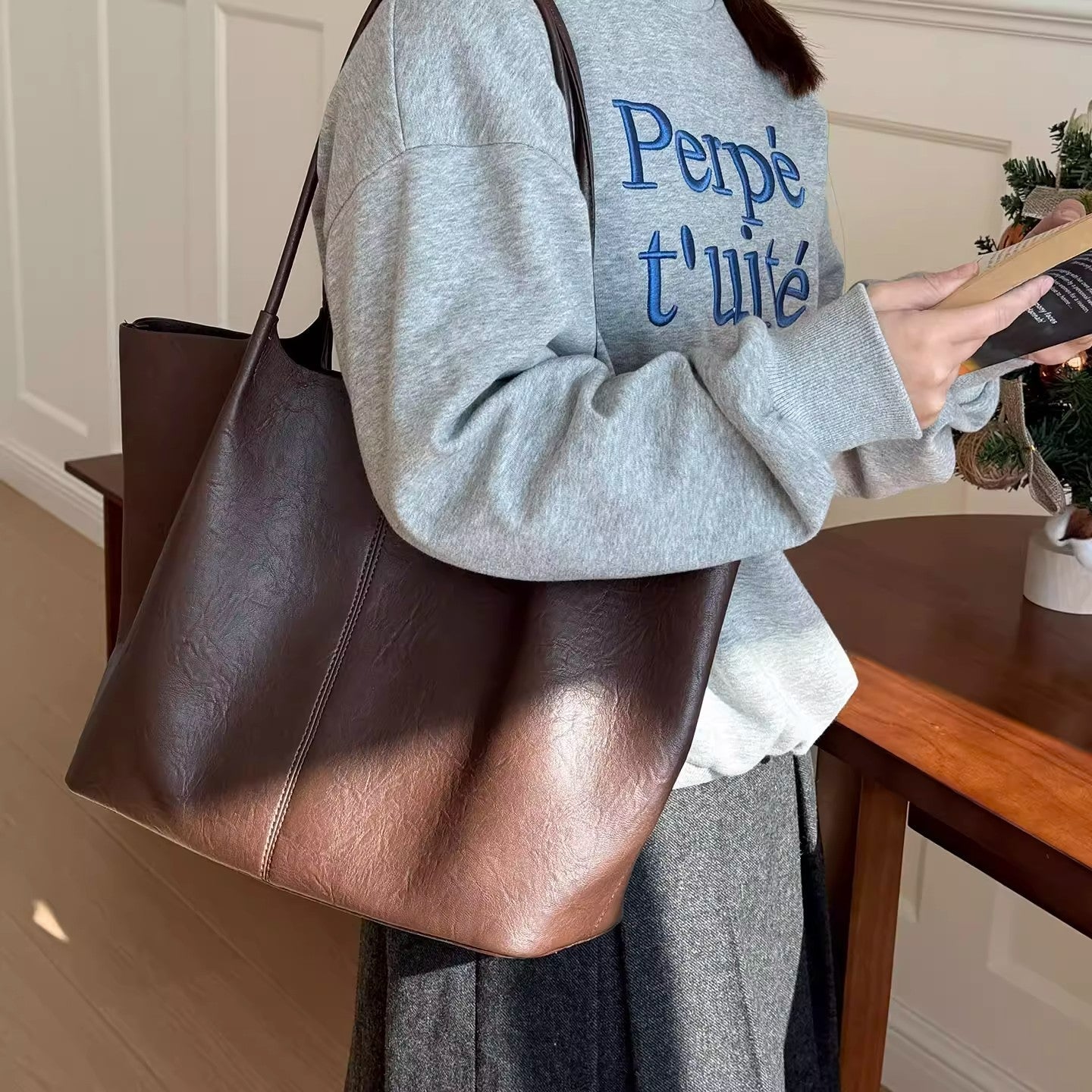 Large-capacity Soft-leather Underarm Shoulder Bag