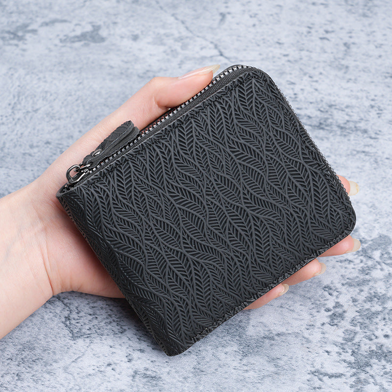 Mens Short Zip-around PU Leather Multi-card Wallet