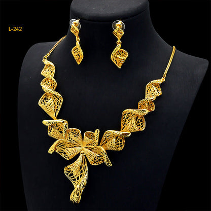 Gold Flower Jewelry Set