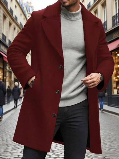 Trench Coat Notched Lapel Slim-fit Overcoat Elegant And Sophisticated Solid-color Trench