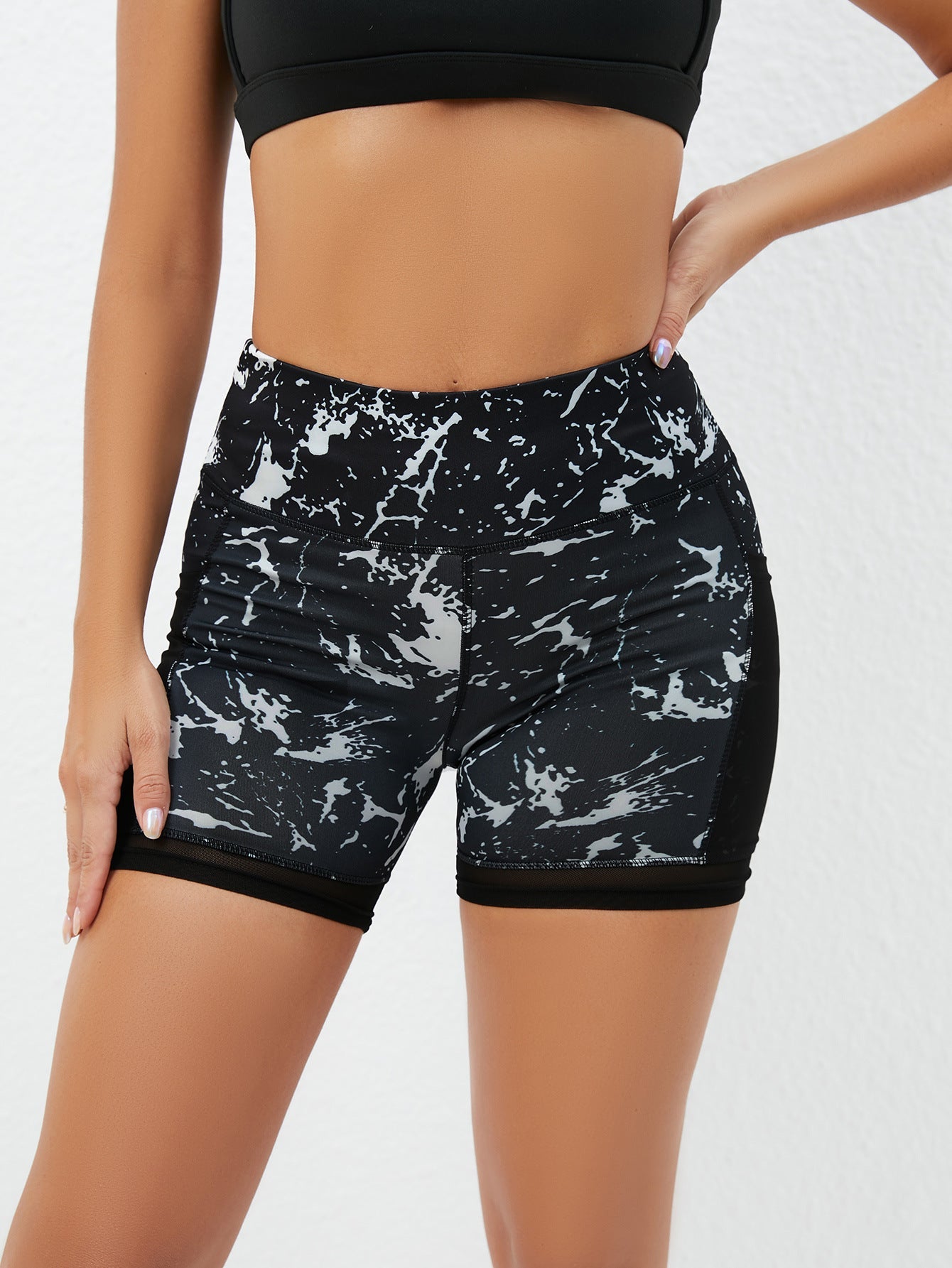 High Waist Yoga Shorts With Pockets For Women Colorful Cross-Border