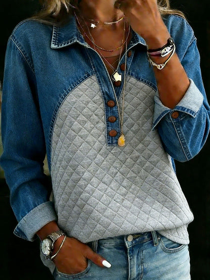 2026 Autumn And Winter Amazon Export New Models In Stock European And American Casual Long-Sleeved Tops Denim Polo Shirts For Women