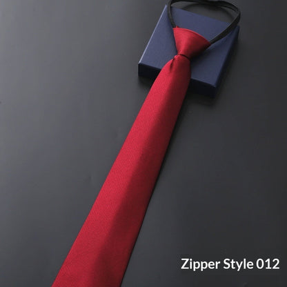 Mens Business Formal Zipper Tie With Blue Stripes