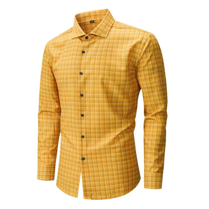 Mens Stretch Wrinkle-Free Digital-Print Plaid And Stripe Shirt