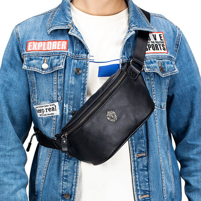 First-layer Cowhide Waist Bag Multi-functional Sports Genuine Leather Crossbody Chest Pack