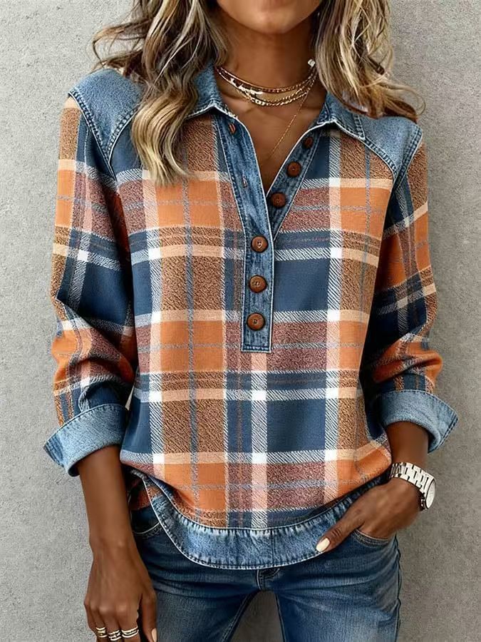 2026 Autumn And Winter Amazon Export New Models In Stock European And American Casual Long-Sleeved Tops Denim Polo Shirts For Women