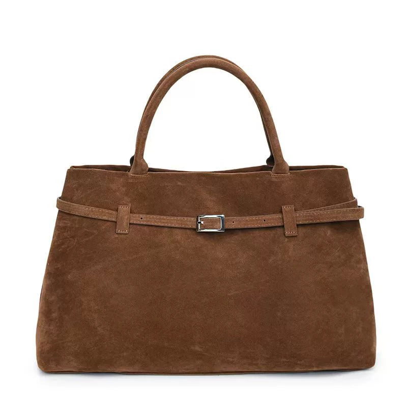 Hot Sale Decorative Design Solid Faux Suede Handbag Large Capacity Casual Tote Bags For Women Tote Design Portable Shoulder Bag