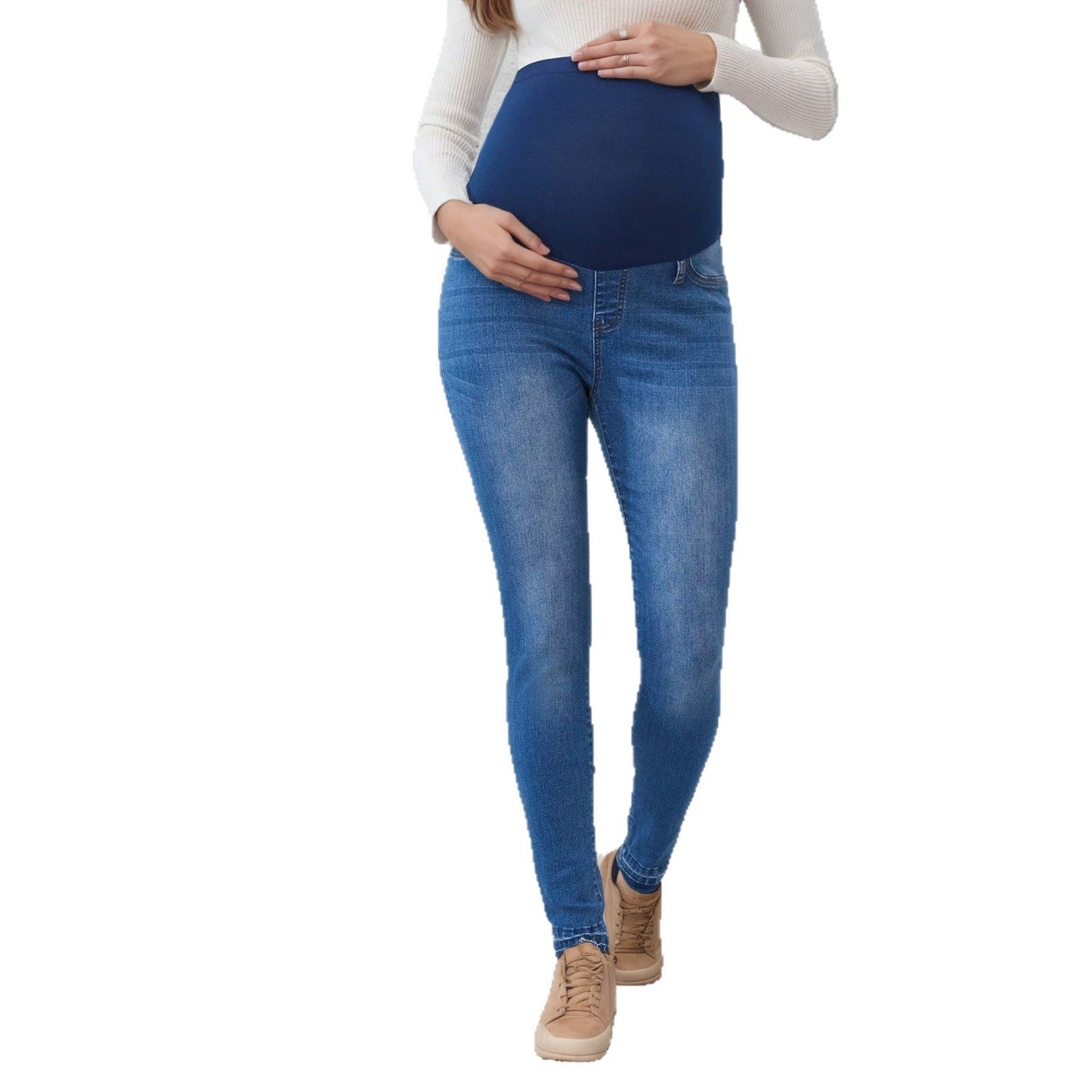 Womens Mid-Waist Stretch Maternity Jeans