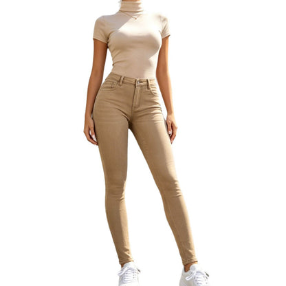Womens Casual Versatile Stretchy Slim-fit Cropped Pencil Pants