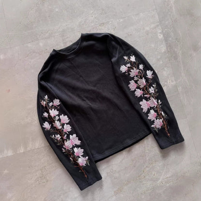 Round-neck Pullover Vintage Streetwear Long-sleeved T-shirt