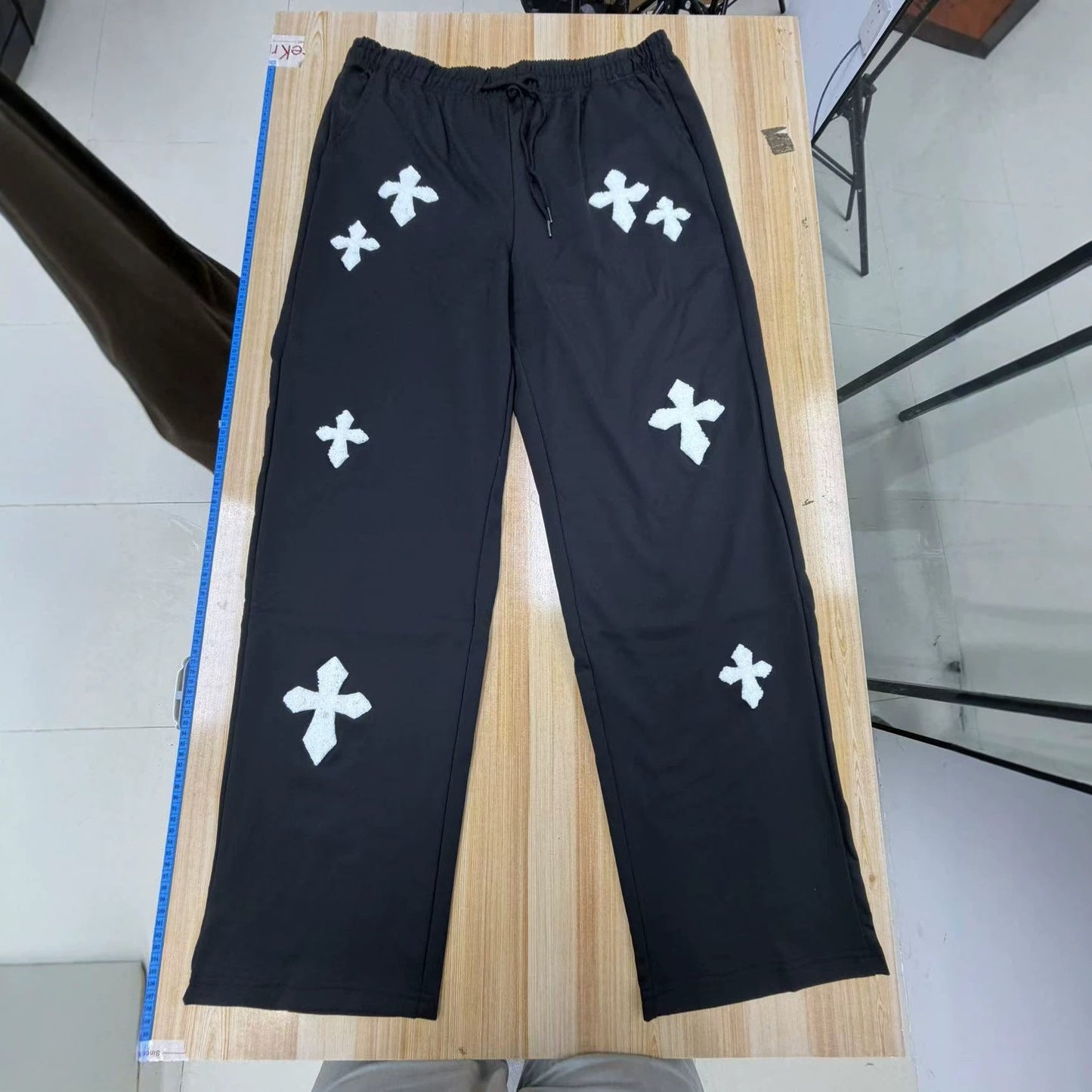 Embroidered Cross-Design Thickened Sweatpants For Men