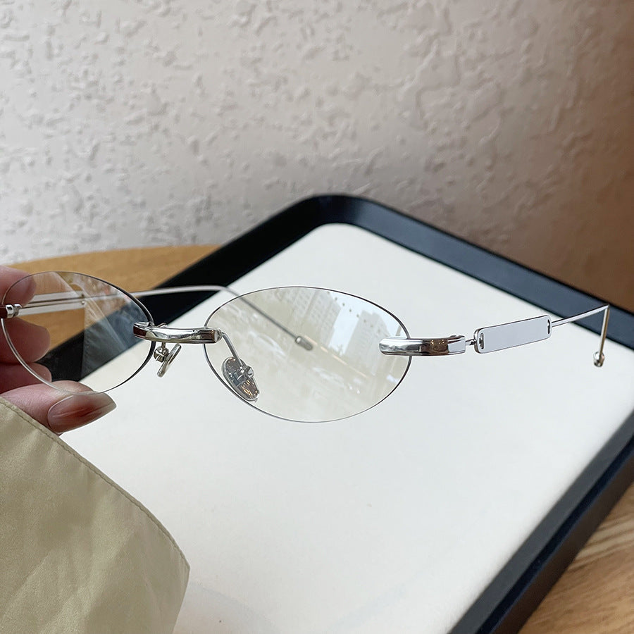 No-makeup Look Rimless Oval Plain Glasses For Women
