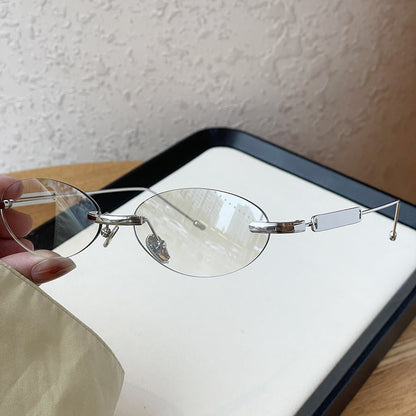 No-makeup Look Rimless Oval Plain Glasses For Women