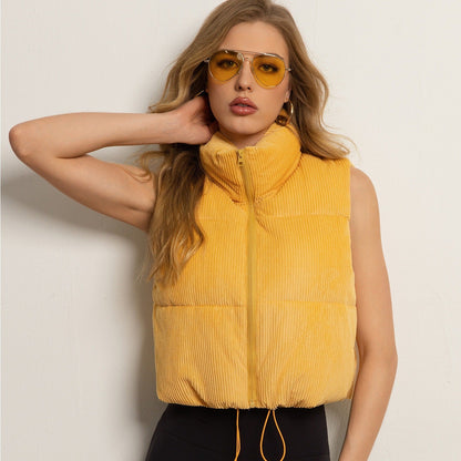 Cropped Stand-collar Sleeveless Jacketvest